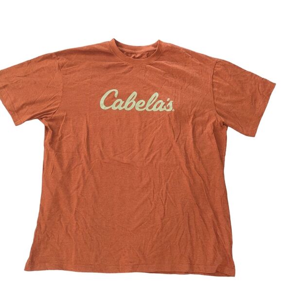 🛍️Cabela's Orange and Tan Graphic Tee Shirt Size XL - Picture 1 of 4